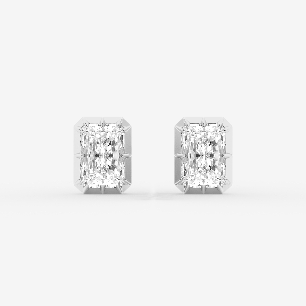 2 1/3 ctw Radiant Lab Grown Diamond Georgian Prong Setting Stud Earrings